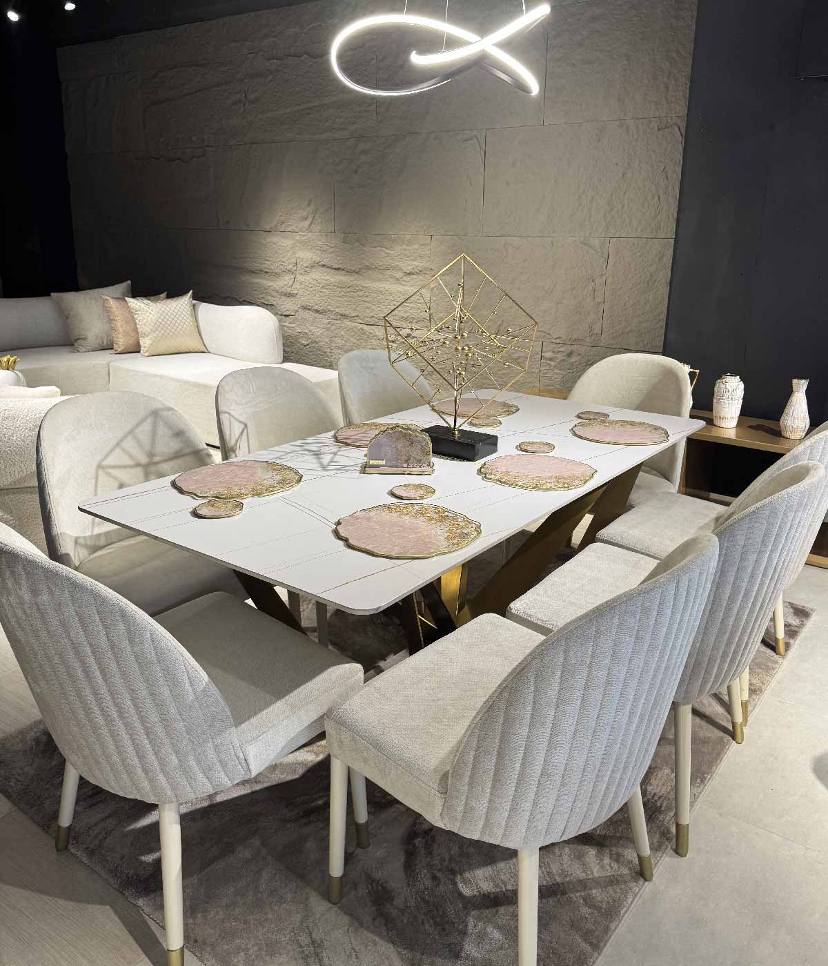Individuales Gold Spring Champagne en resina, hechos a mano por Dammar