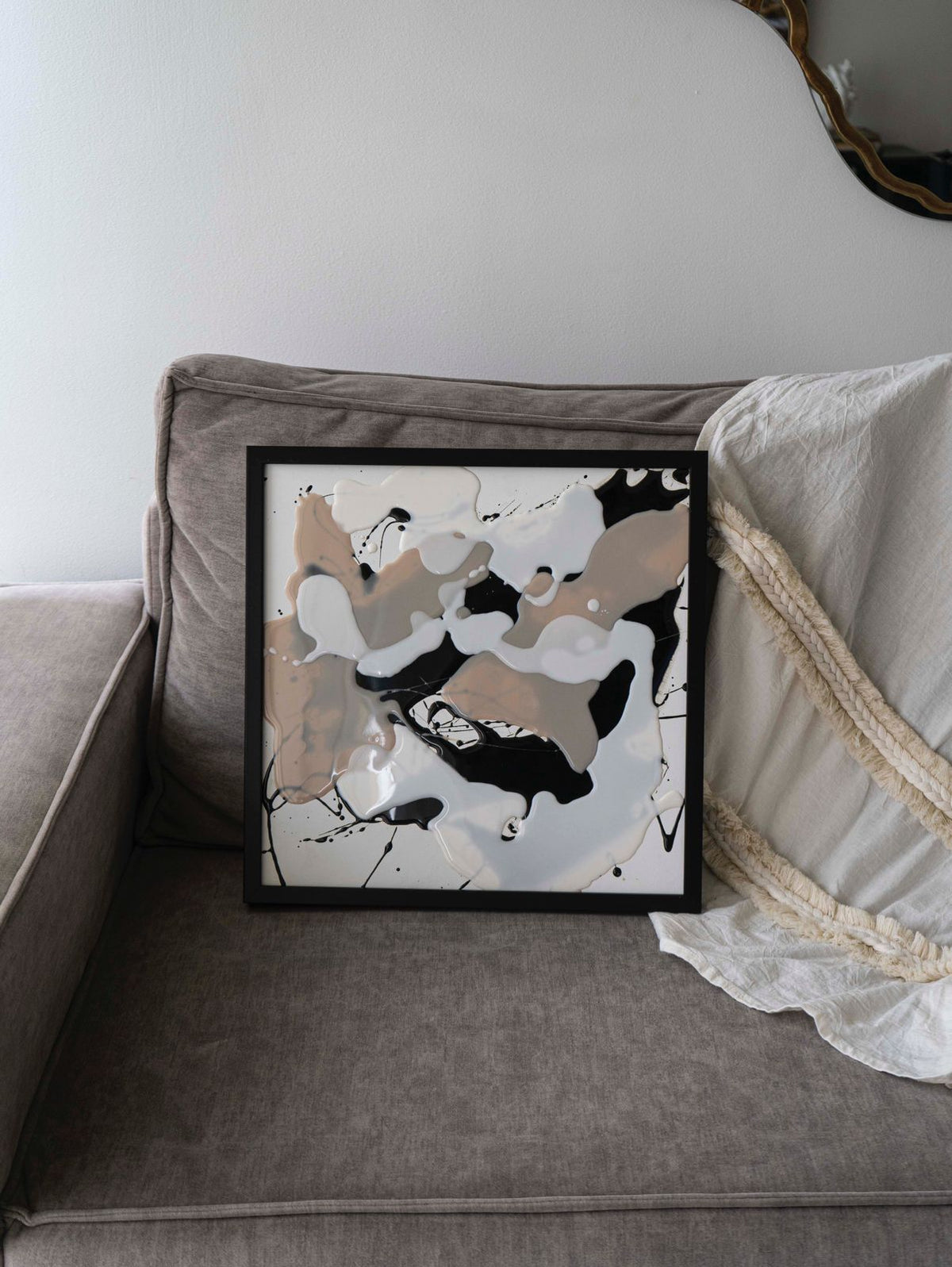 Cuadro Gold Neutrals III 40x40 cm en resina, hecho a mano por Dammar