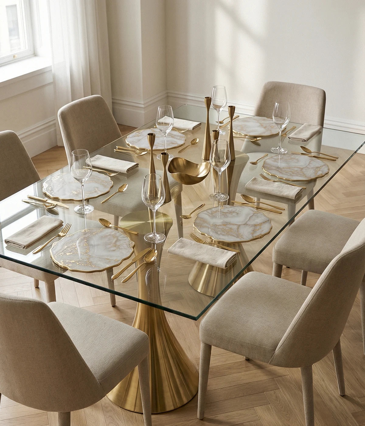 Individuales Frosten Gold en resina, hechos a mano por Dammar