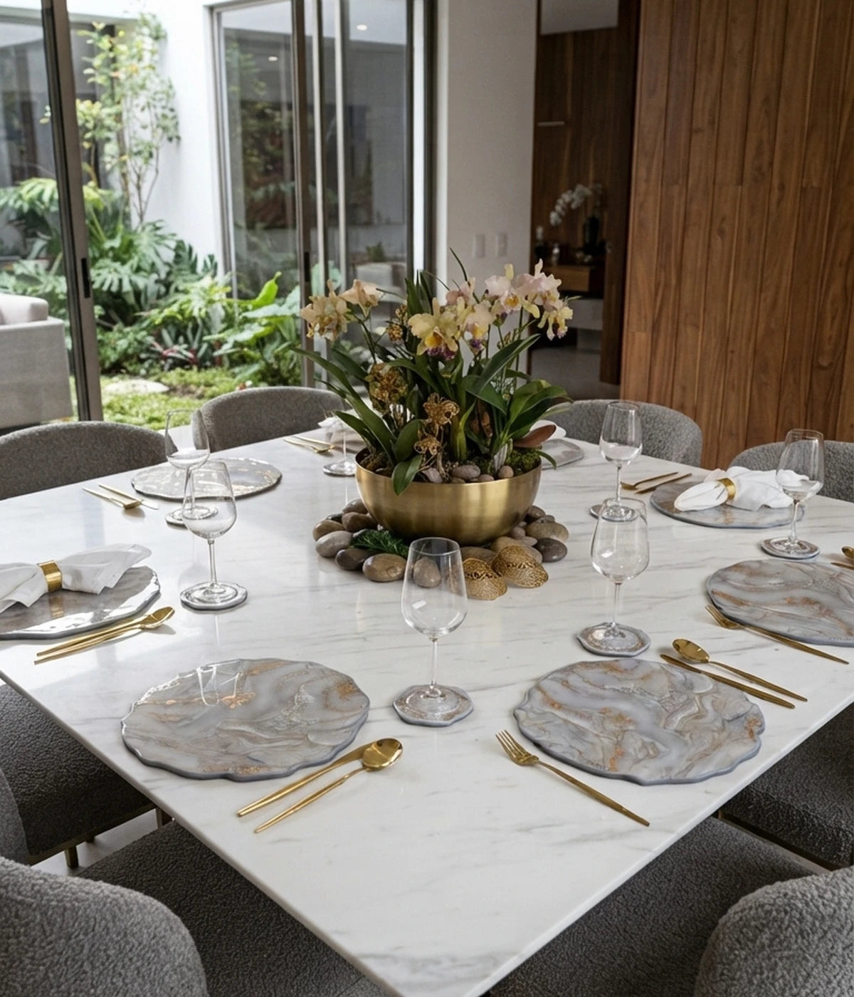 Individuales Frosten Silver en resina, hechos a mano por Dammar