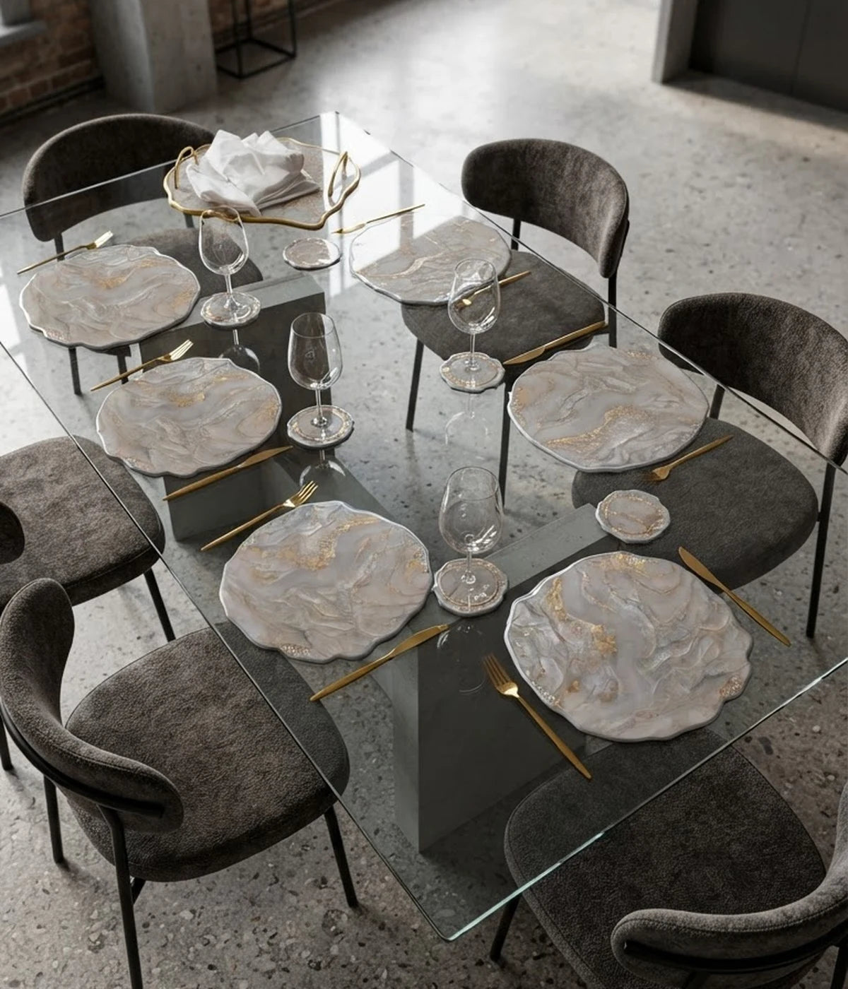 Individuales Frosten Silver en resina, hechos a mano por Dammar