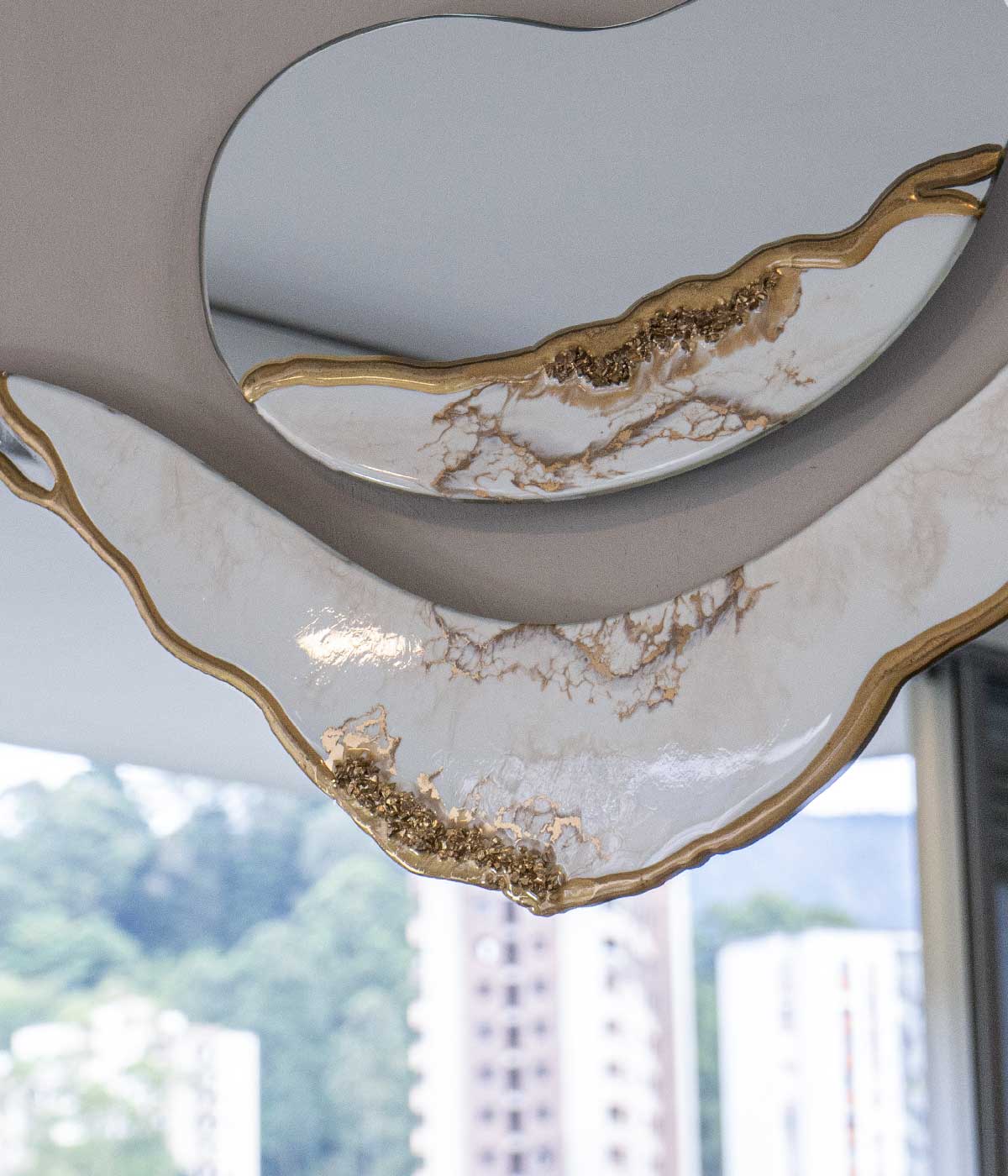 Espejo Melted White Gold