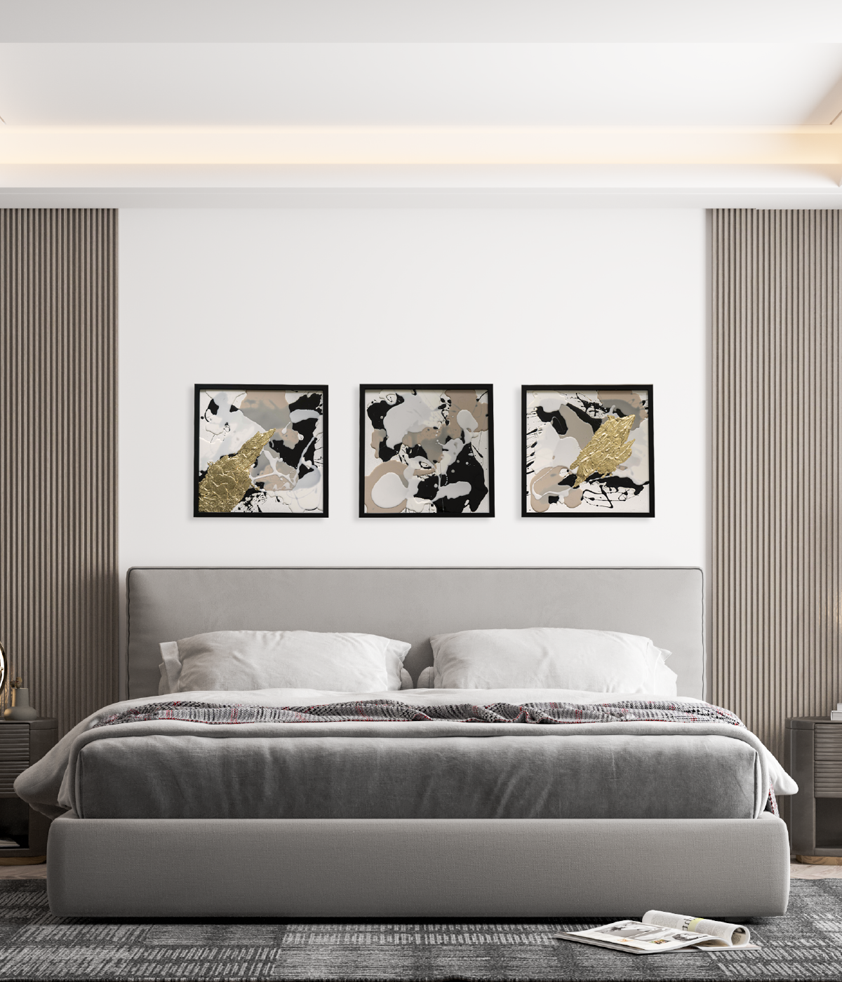Cuadros Tripticos Gold Neutrals 40x40cm