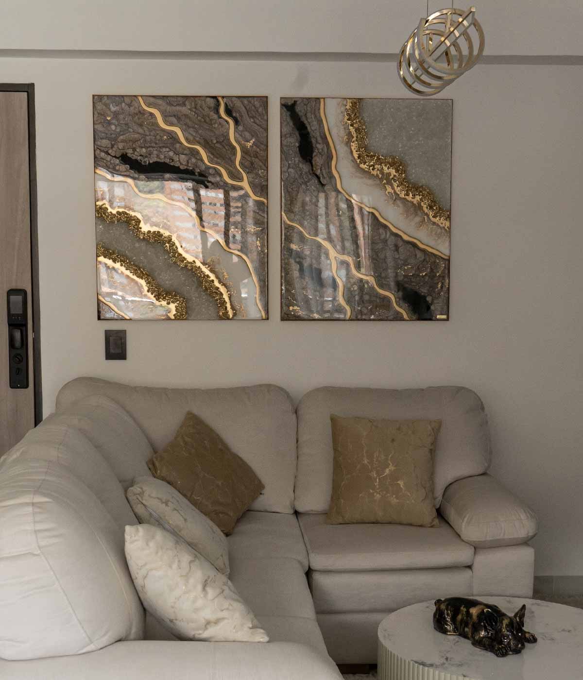 Cuadro díptico Murat Plomo 90x70 cm