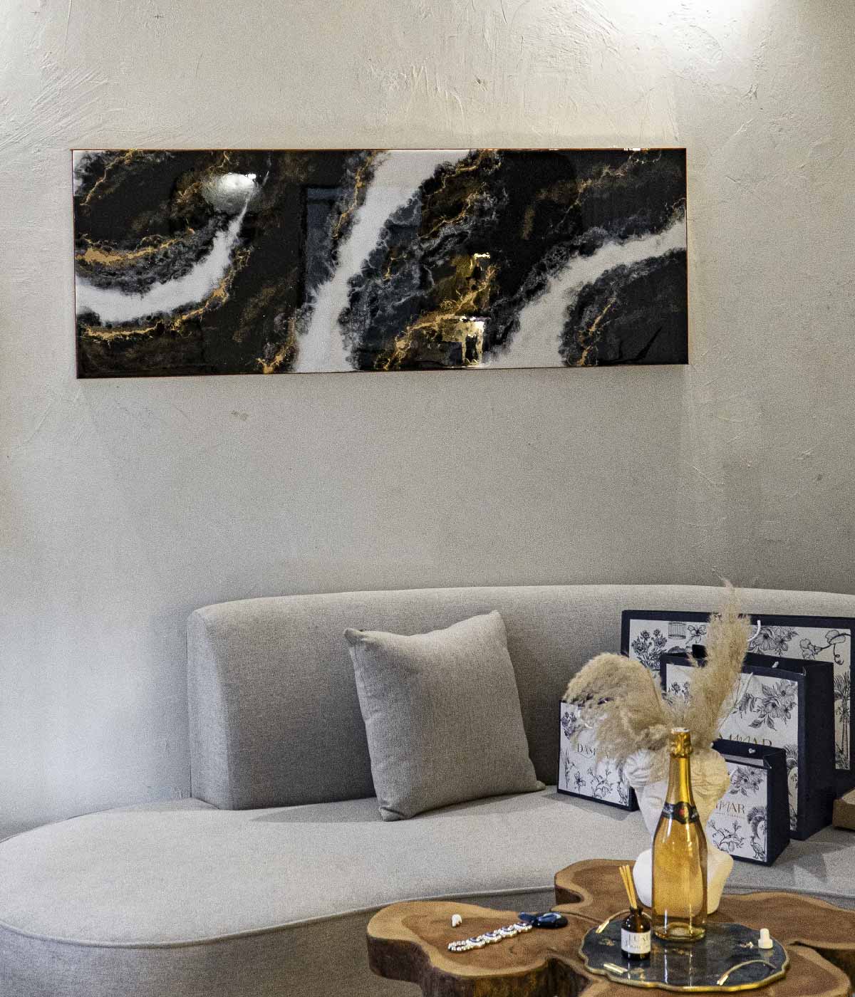 Cuadro Galeras 140x50 cm en resina, hecho a mano por Dammar