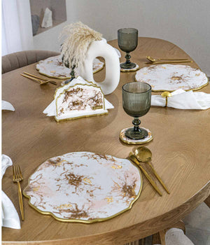 Individuales Greta White Rosa Gold en resina, hechos a mano por Dammar