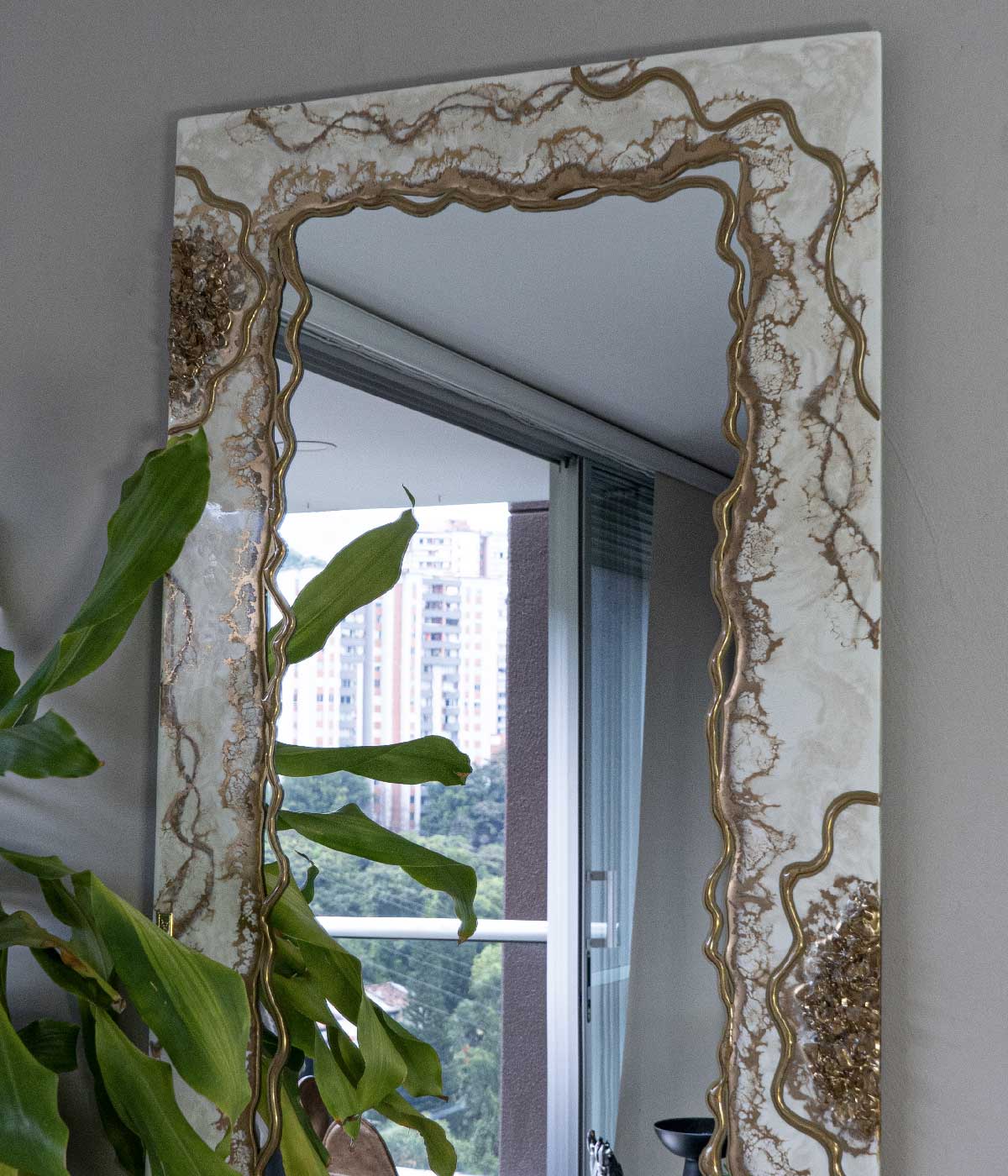 Espejo rectangular Greta White 130x60 cm, hecho a mano por Dammar