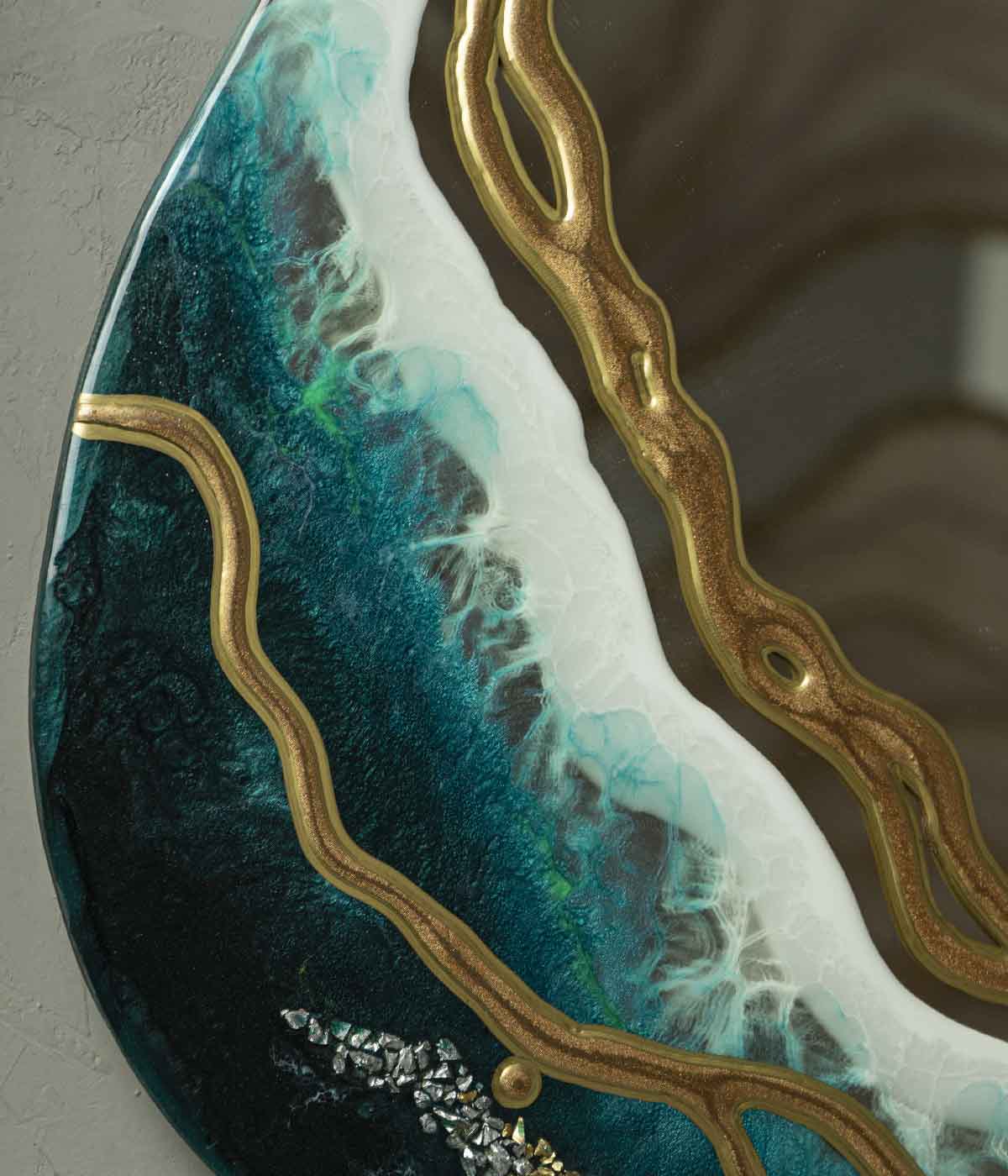Espejo Venus Big Ocean Esmeralda, hecho a mano por Dammar