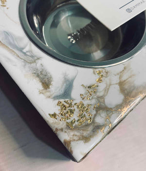 Comedero mascotas Greta white silver and gold