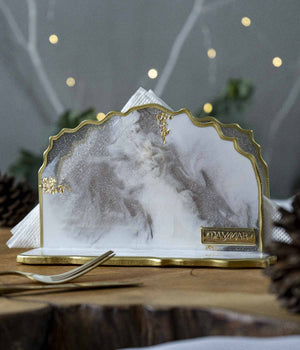 Servilletero Victoria Noël Gold en resina, hecho a mano por Dammar