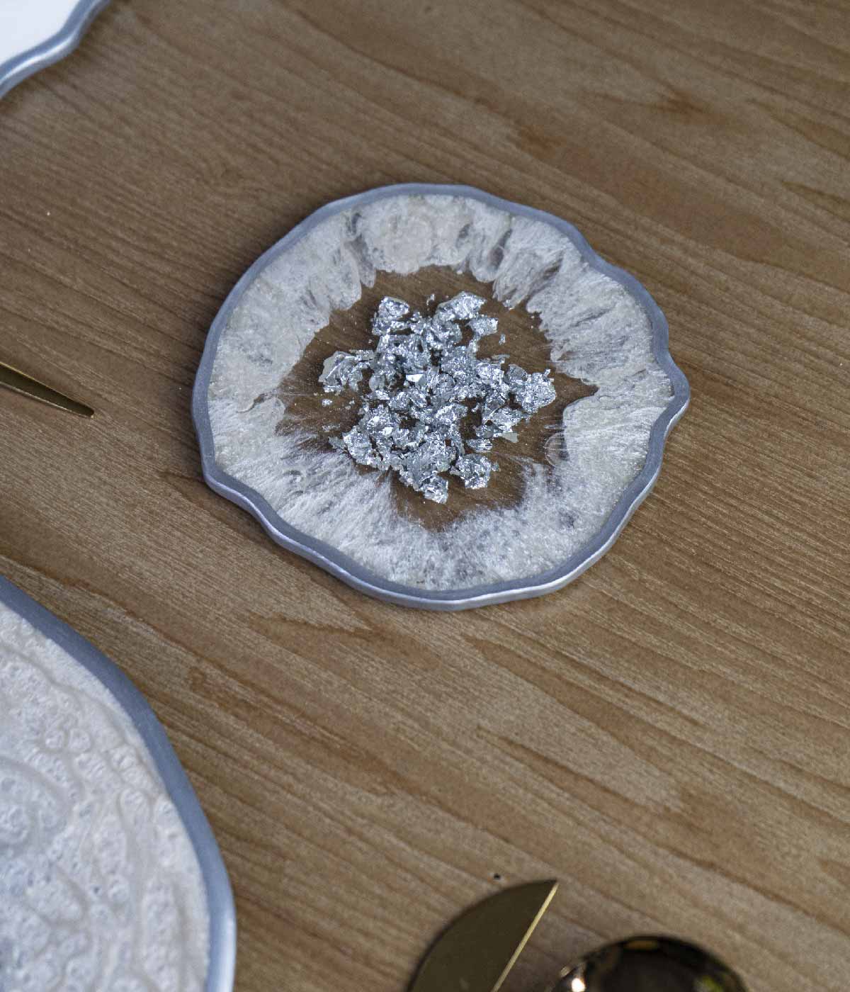 Portavasos Habanna Nácar Silver en resina, hechos a mano por Dammar