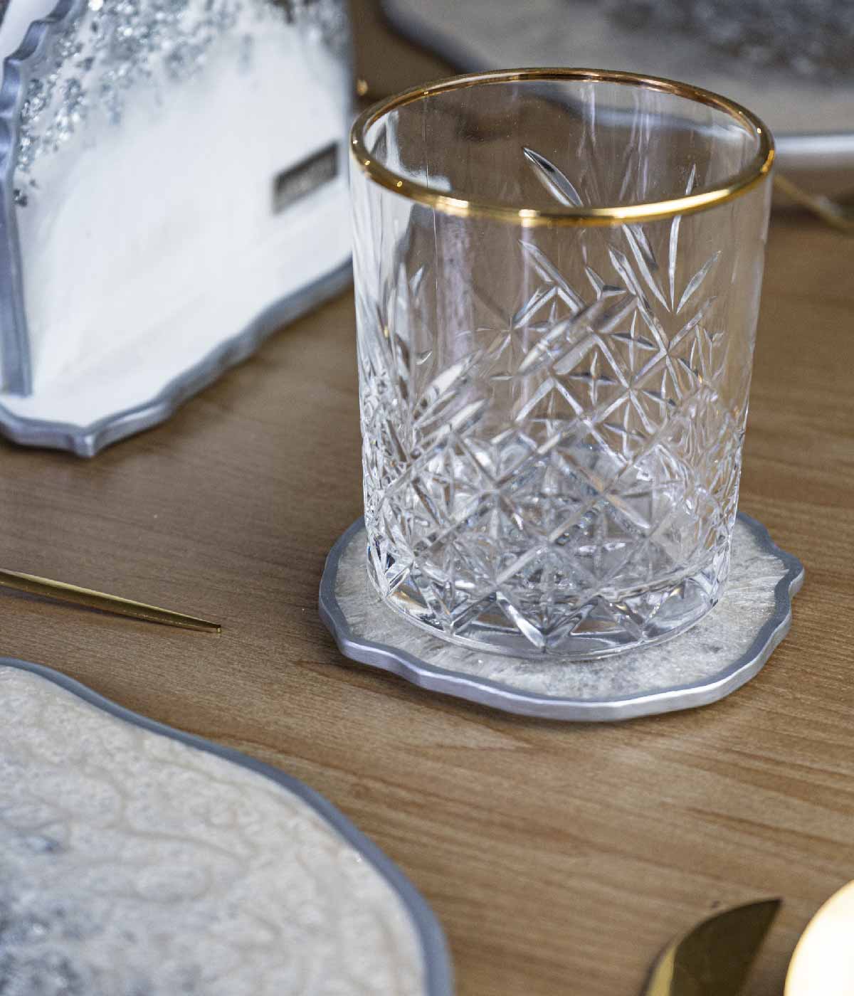 Portavasos Habanna Nácar Silver en resina, hechos a mano por Dammar