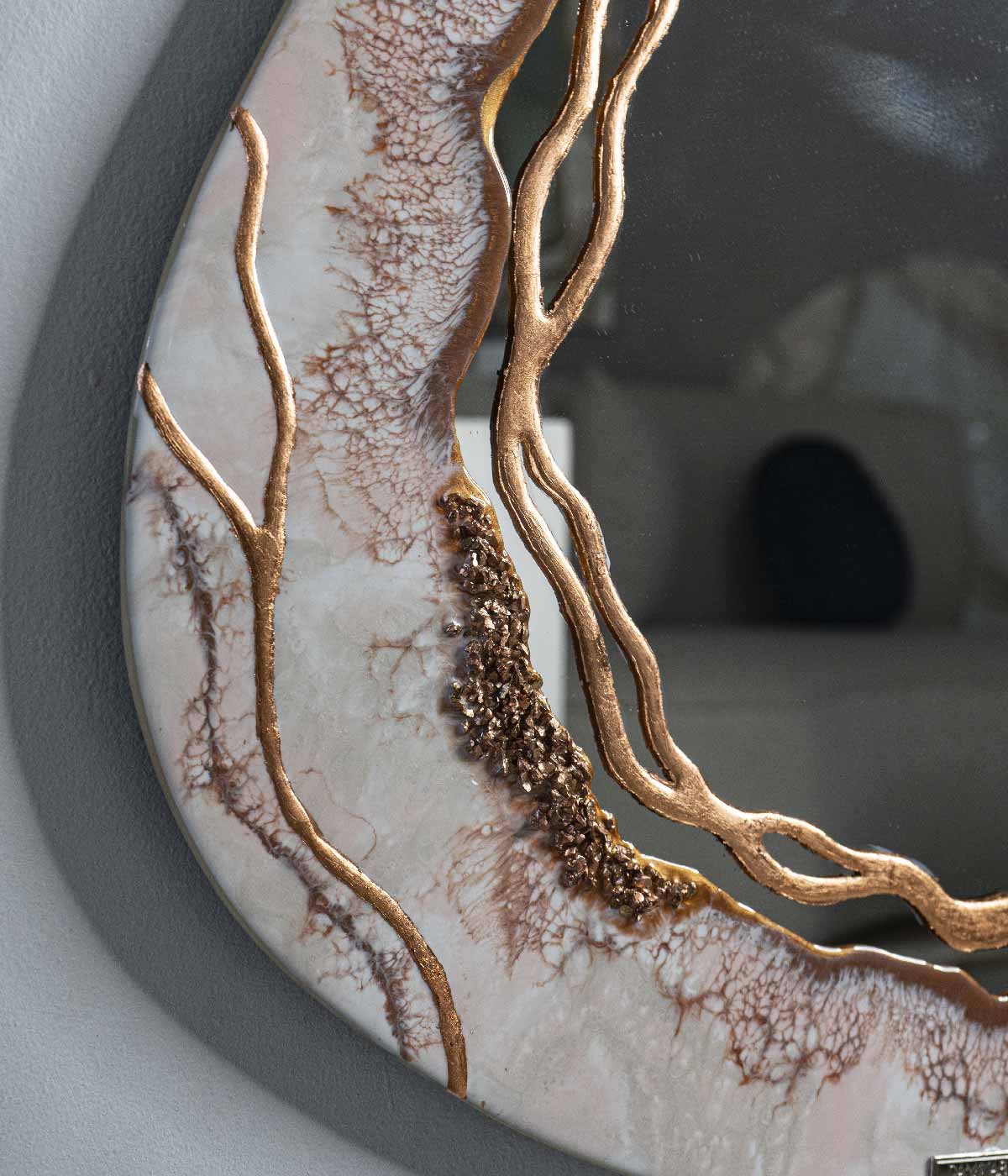 Espejo Venus Big Pink and White Oro Rosa, hecho a mano por Dammar