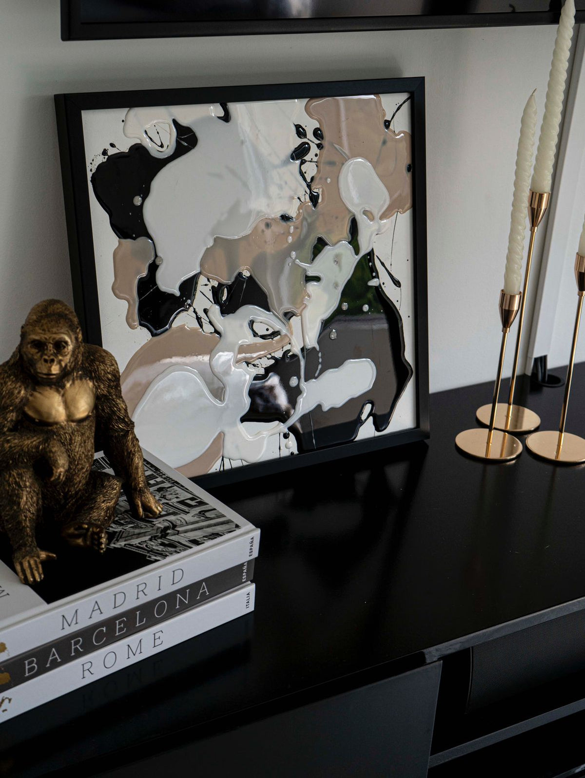 Cuadro Gold Neutrals III 40x40 cm en resina, hecho a mano por Dammar