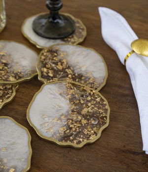 Portavasos Gold Spring Nácar en resina, hechos a mano por Dammar