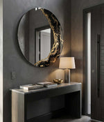 Espejo redondo Greta Black Gold, hecho a mano por Dammar