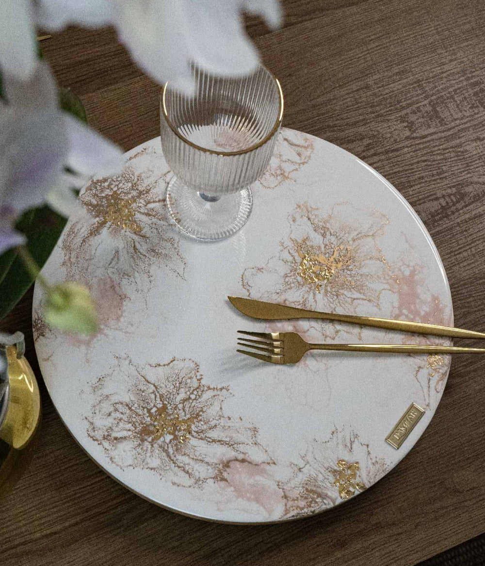 Tabla giratoria Greta White Rosa Gold