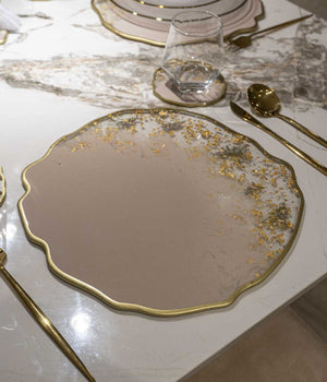 Individuales Gold Spring Beige en resina, hechos a mano por Dammar