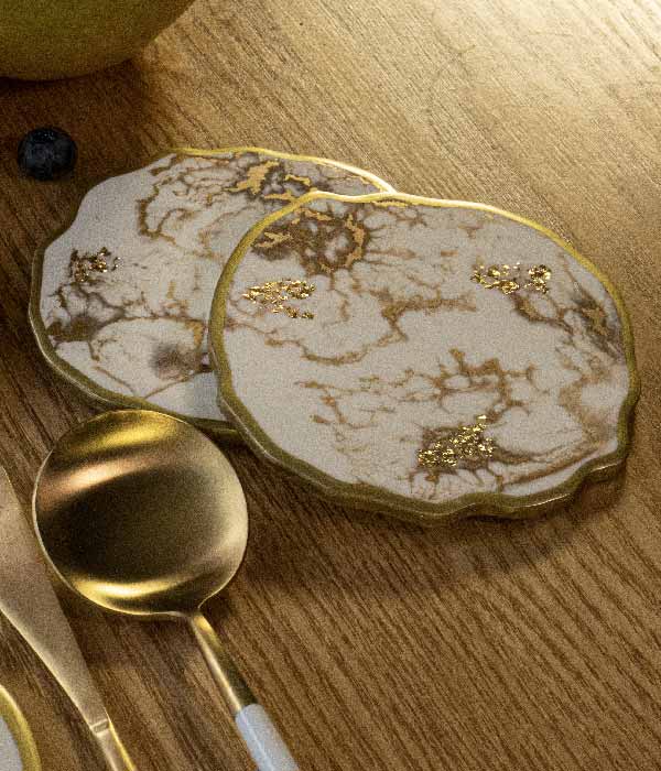 Portavasos Greta White Gold