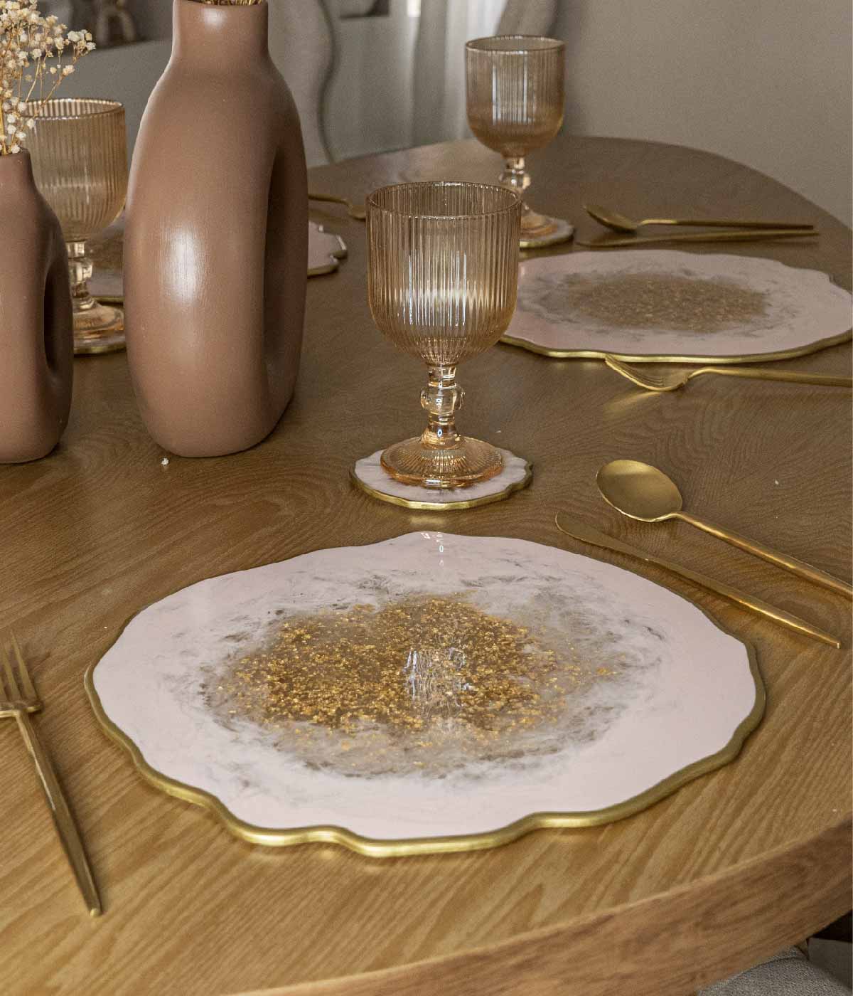 Individuales Habanna Pink Gold en resina, hechos a mano por Dammar