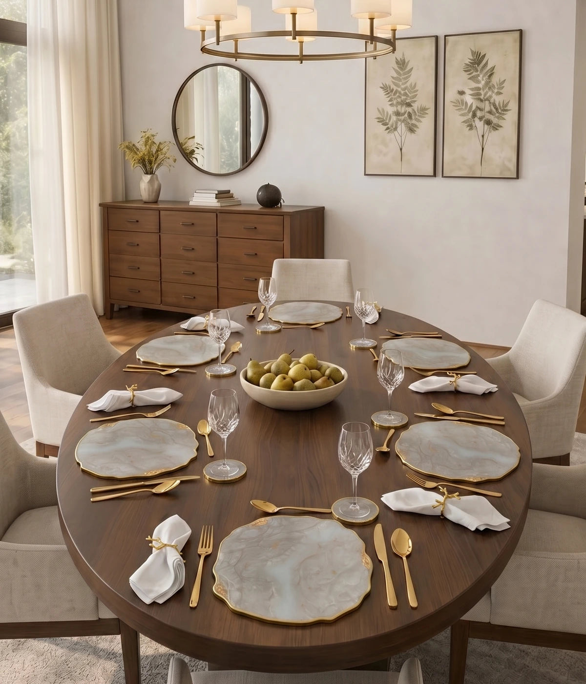 Individuales Frosten Gold en resina, hechos a mano por Dammar