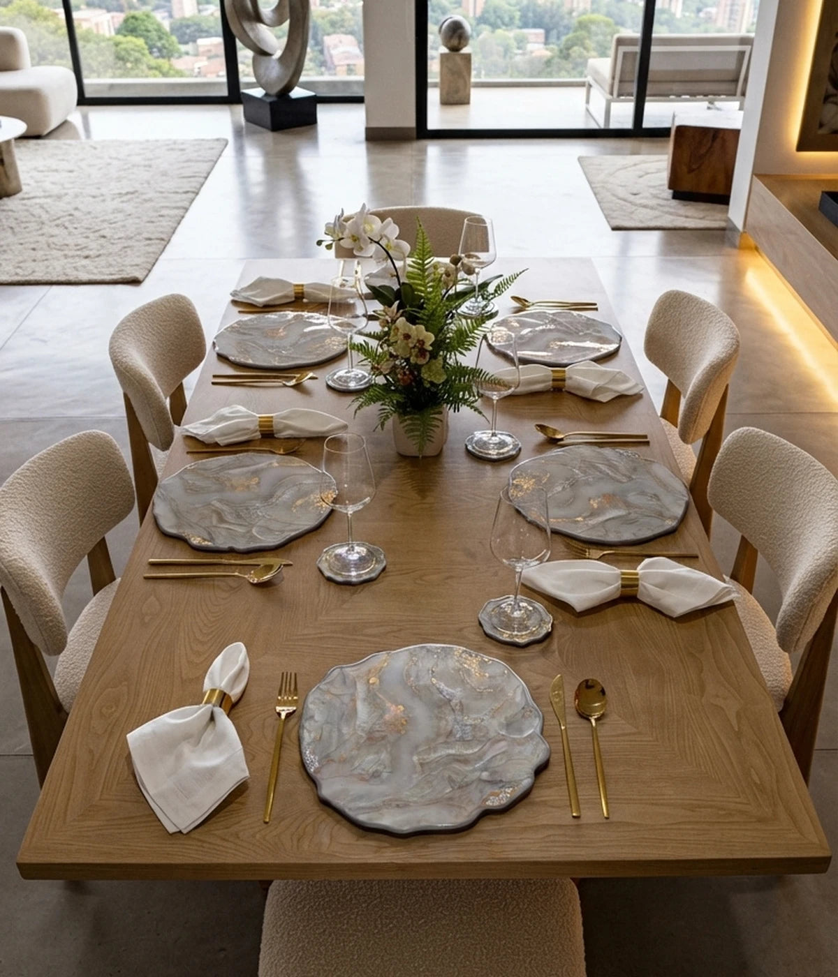 Individuales Frosten Silver en resina, hechos a mano por Dammar