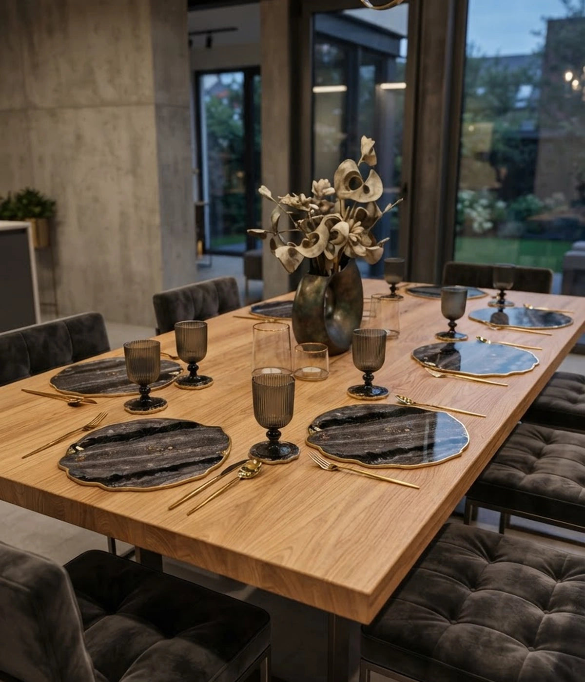 Individuales Plomo Gold en resina, hechos a mano por Dammar