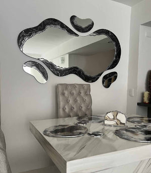 Espejo Melted Black and Silver, hecho a mano por Dammar