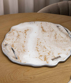 Bandeja Deluxe Frosten Silver en resina, hecha a mano por Dammar