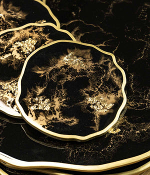 Portavasos Greta Black Gold en resina, hechos a mano por Dammar