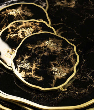 Portavasos Greta Black Gold en resina, hechos a mano por Dammar