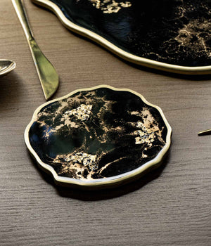 Portavasos Greta Black Gold en resina, hechos a mano por Dammar