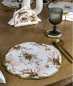 Individuales Greta White Rosa Gold en resina, hechos a mano por Dammar