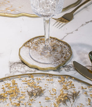 Portavasos Gold Spring Nácar en resina, hechos a mano por Dammar