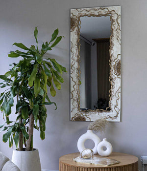 Espejo rectangular Greta White 130x60 cm, hecho a mano por Dammar