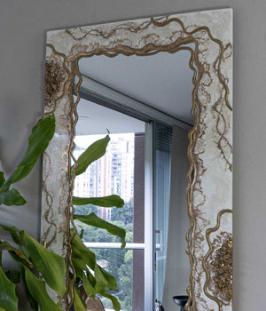 Espejo rectangular Greta White 130x60 cm, hecho a mano por Dammar