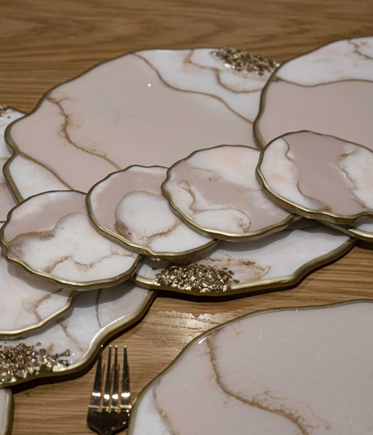 Individuales Azalea en resina, hechos a mano por Dammar