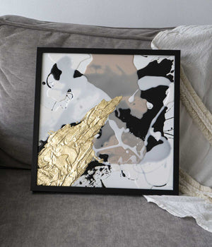 Cuadro Gold Neutrals I 40x40 cm en resina, hecho a mano por Dammar