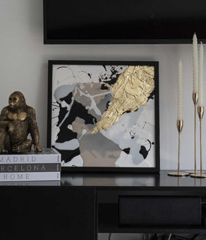 Cuadro Gold Neutrals I 40x40 cm en resina, hecho a mano por Dammar