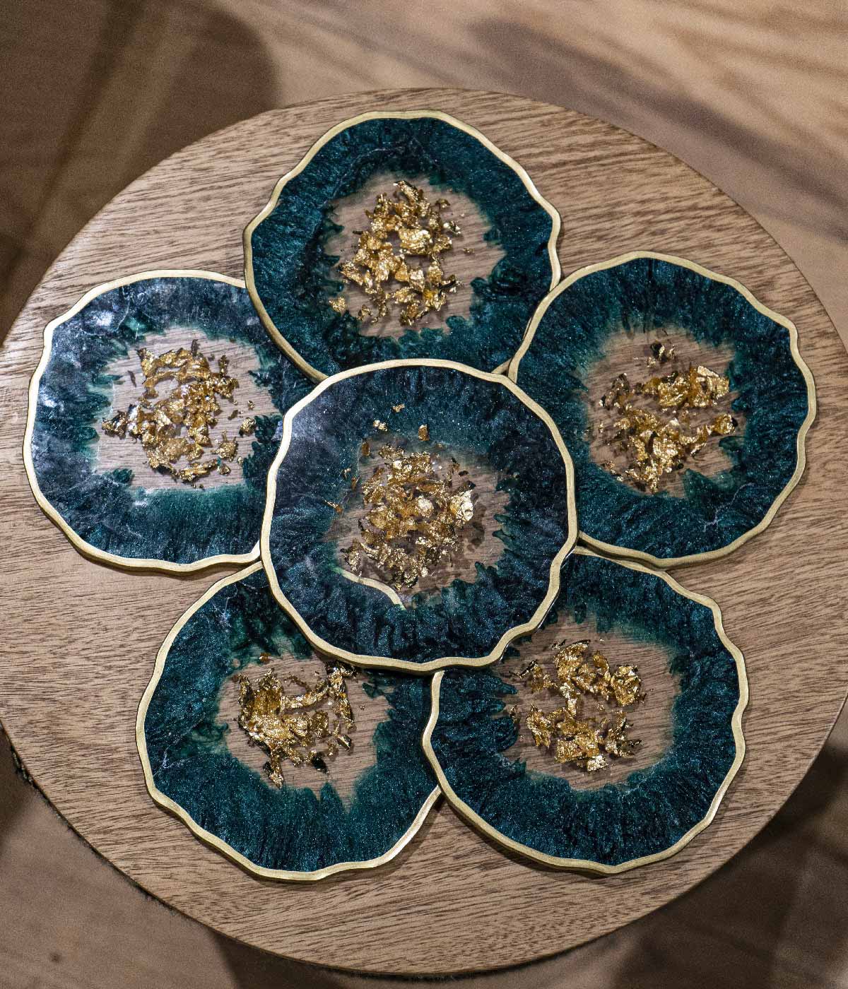 Portavasos Habanna Turquesa en resina, hechos a mano por Dammar