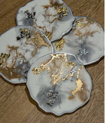 Portavasos Greta White Silver and Gold en resina, hechos a mano por Dammar