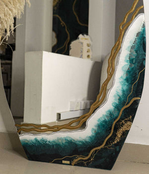 Espejo Afrodita Ocean Esmeralda, hecho a mano por Dammar