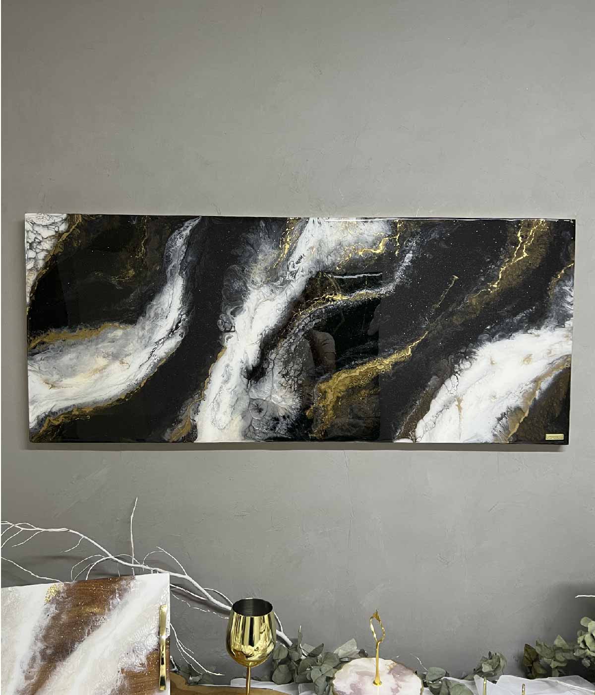 Cuadro Galeras 140x50 cm en resina, hecho a mano por Dammar