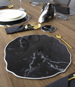 Set de mesa irregular mármol negro