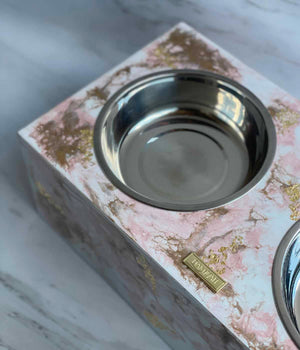 Comedero mascotas Greta white rosa gold