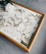 Mesa de cama Greta White Gold en resina, hecha a mano por Dammar
