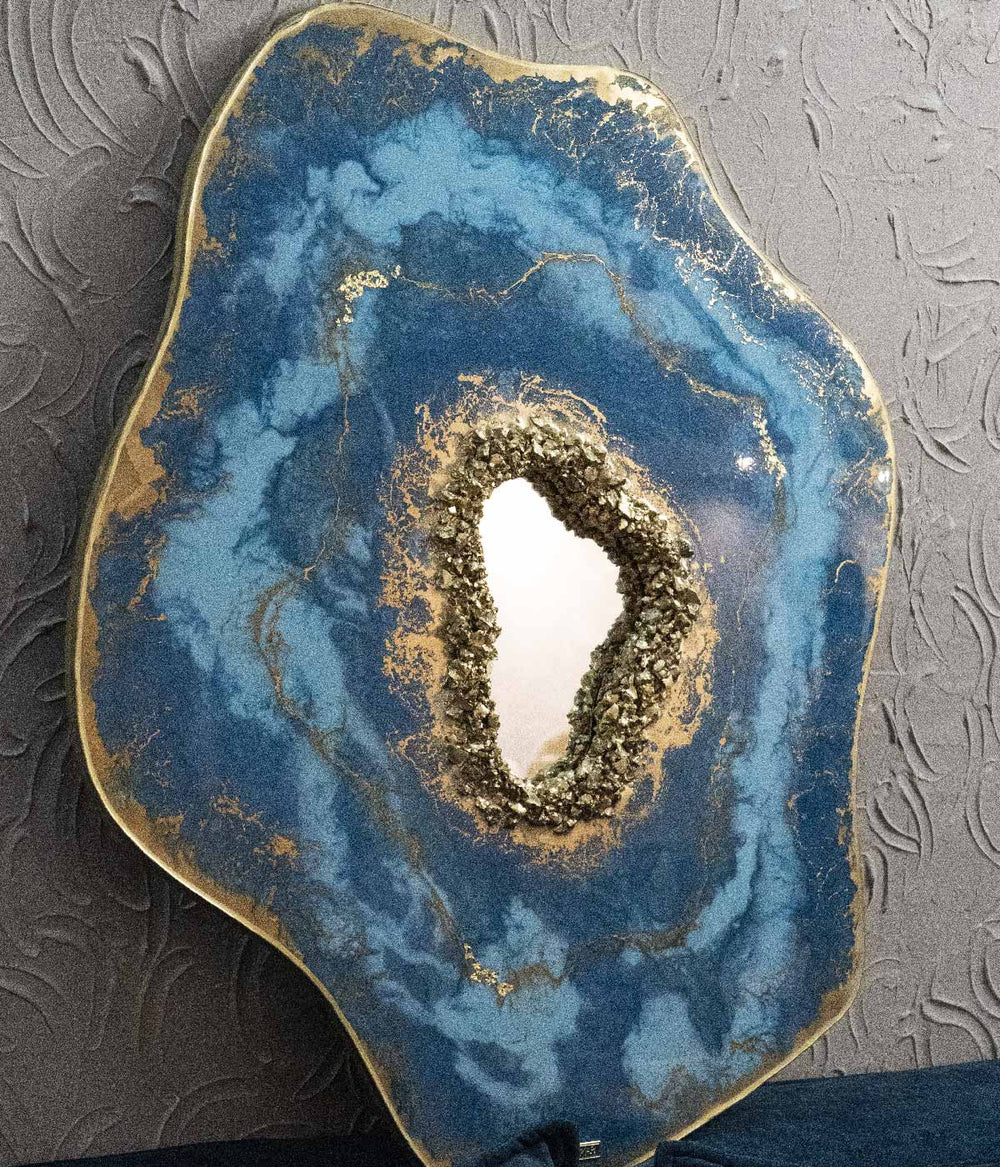 SALE - Espejo Geoda Turquesa