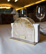 Servilletero Malva Habanna Champagne Gold en resina, hecho a mano por Dammar
