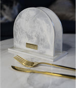 Servilletero Malva White Silver en resina, hecho a mano por Dammar