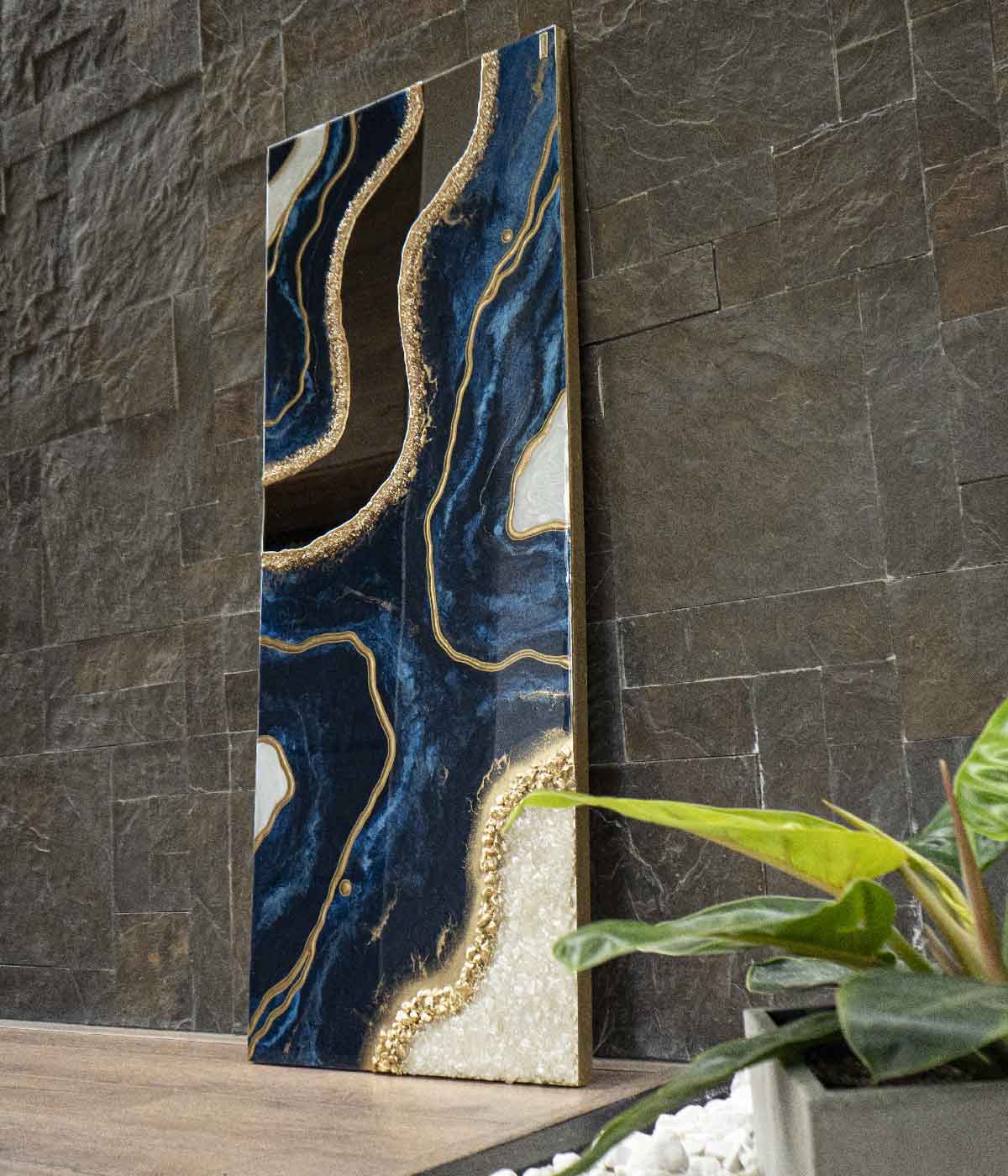Cuadro Espejismo abstracto azul 160x80 cm